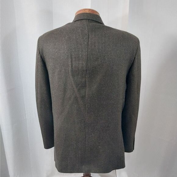 OSCAR DE LA RENTA! 100% WOOL BLACK, BURGUNDY, GREEN PLAID 3 BUTTON BLAZER!SZ 44R - Picture 8 of 11